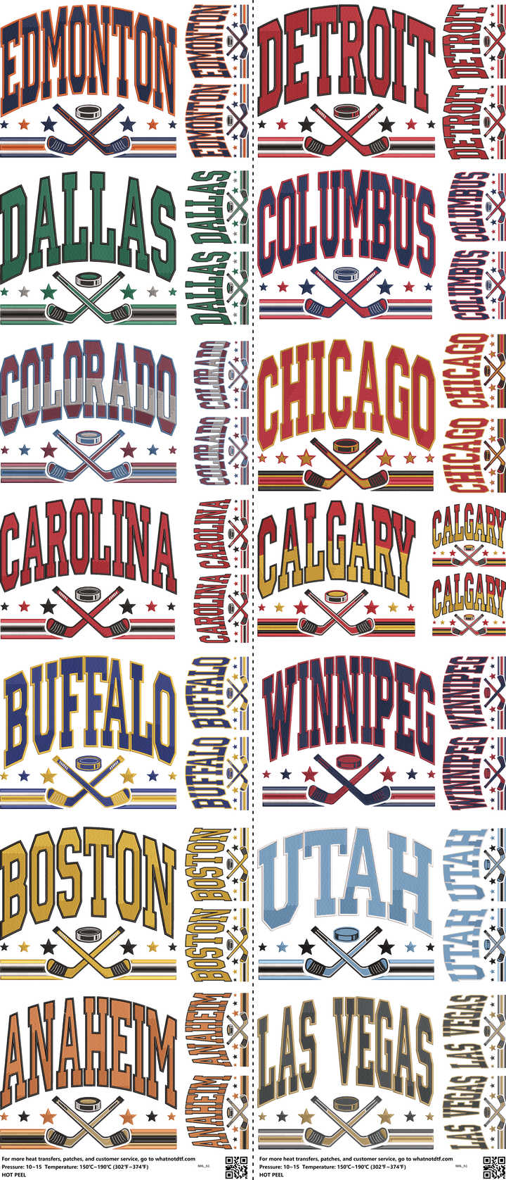 Ice Hockey mixed-style heat transfer design set on a 23.5 by 53 inch sheet