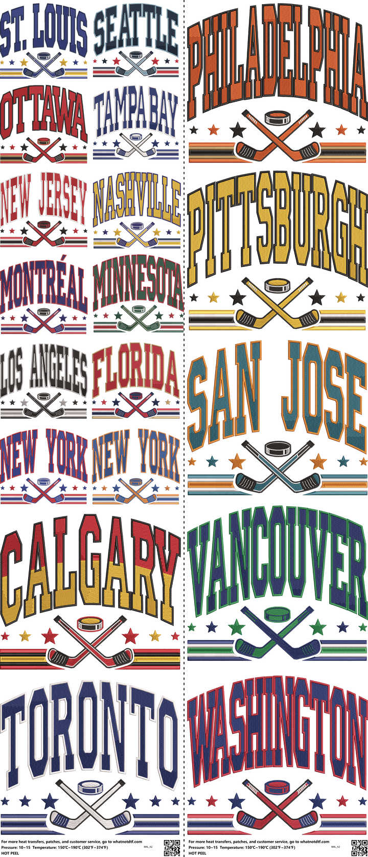 Ice Hockey mixed-style heat transfer design set on a 23.5 by 53 inch sheet