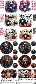 Nightmarebeforechristmas mixed-style heat transfer design set on a 23.5 by 53 inch sheet