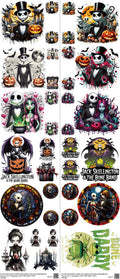 Nightmarebeforechristmas mixed-style heat transfer design set on a 23.5 by 53 inch sheet