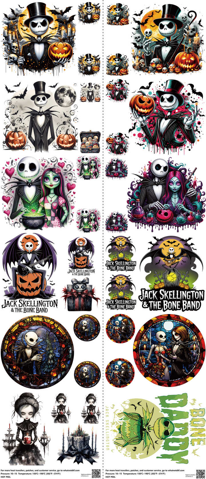 Nightmarebeforechristmas mixed-style heat transfer design set on a 23.5 by 53 inch sheet