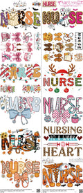 Nurse mixed-style heat transfer design set on a 23.5 by 53 inch sheet