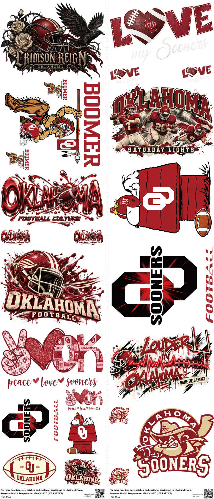 College Football mixed-style heat transfer design set on a 23.5 by 53 inch sheet