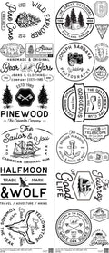 Outdoor Badgepatch Design mixed-style heat transfer design set on a 23.5 by 53 inch sheet
