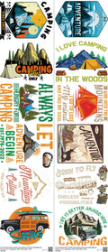 Outdoor Camping mixed-style heat transfer design set on a 23.5 by 53 inch sheet