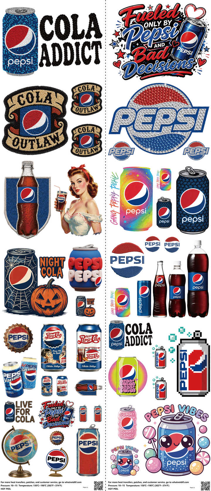 Food & Drink Style mixed-style heat transfer design set on a 23.5 by 53 inch sheet