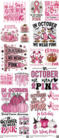 Pink October H2 mixed-style heat transfer design set on a 23.5 by 53 inch sheet