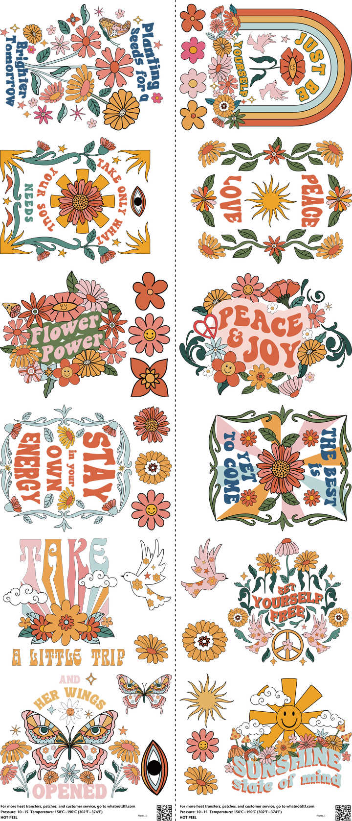 Plants mixed-style heat transfer design set on a 23.5 by 53 inch sheet