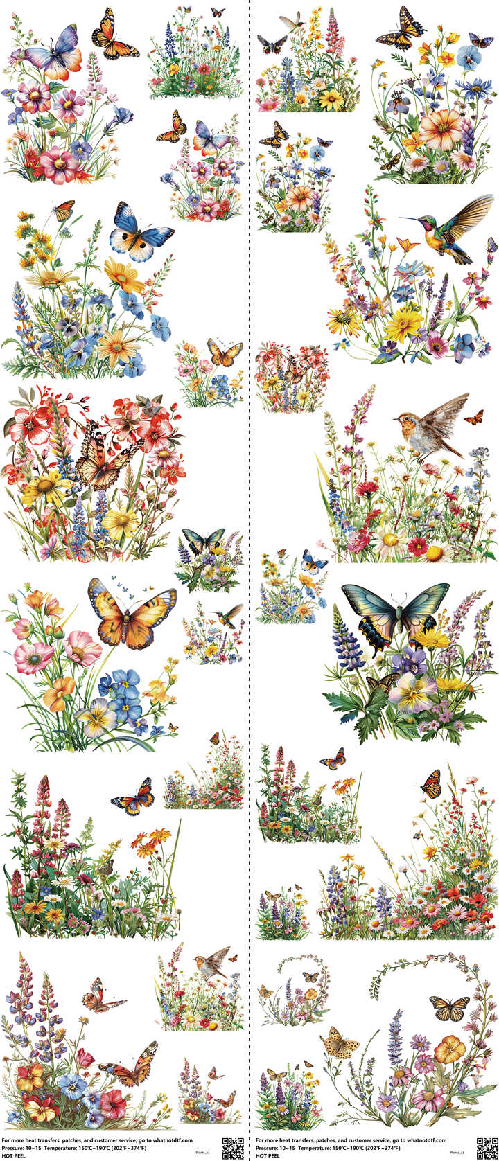 Plants mixed-style heat transfer design set on a 23.5 by 53 inch sheet