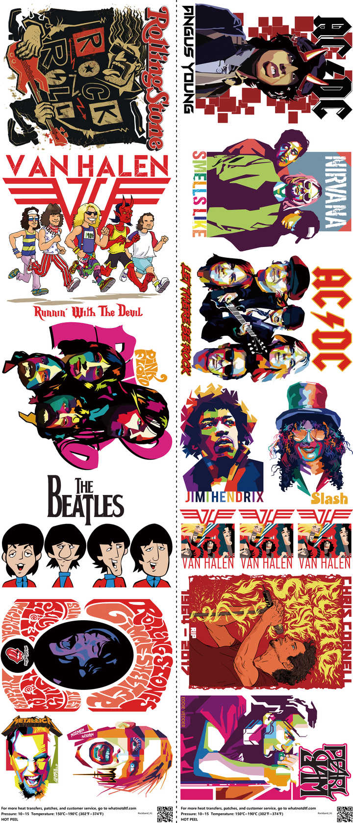 Music-Inspired Art mixed-style heat transfer design set on a 23.5 by 53 inch sheet