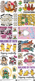 Sarcastic mixed-style heat transfer design set on a 23.5 by 53 inch sheet