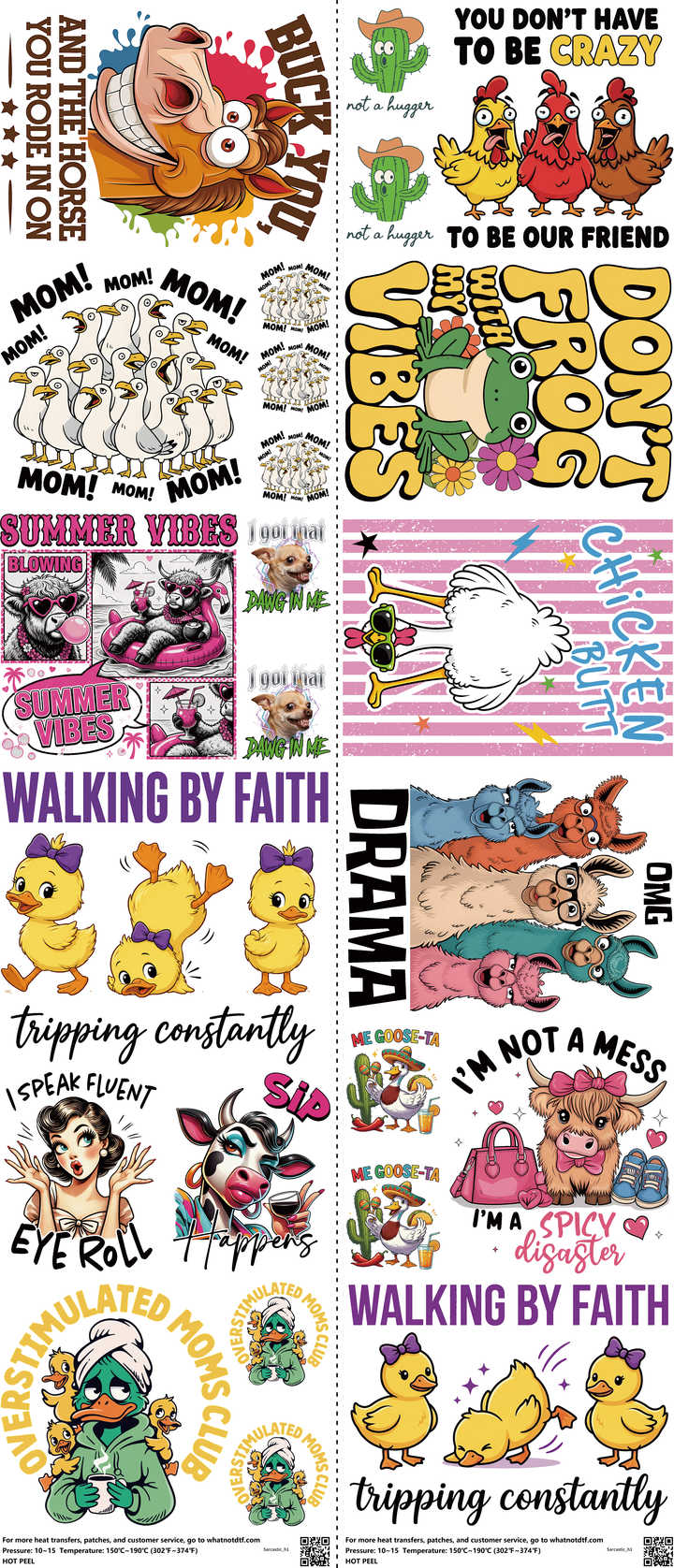 Sarcastic mixed-style heat transfer design set on a 23.5 by 53 inch sheet
