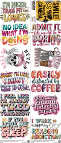 Satirical Sublimation mixed-style heat transfer design set on a 23.5 by 53 inch sheet