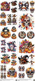 Skull mixed-style heat transfer design set on a 23.5 by 53 inch sheet