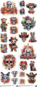 Skull H3 mixed-style heat transfer design set on a 23.5 by 53 inch sheet