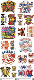 Sports mixed-style heat transfer design set on a 23.5 by 53 inch sheet