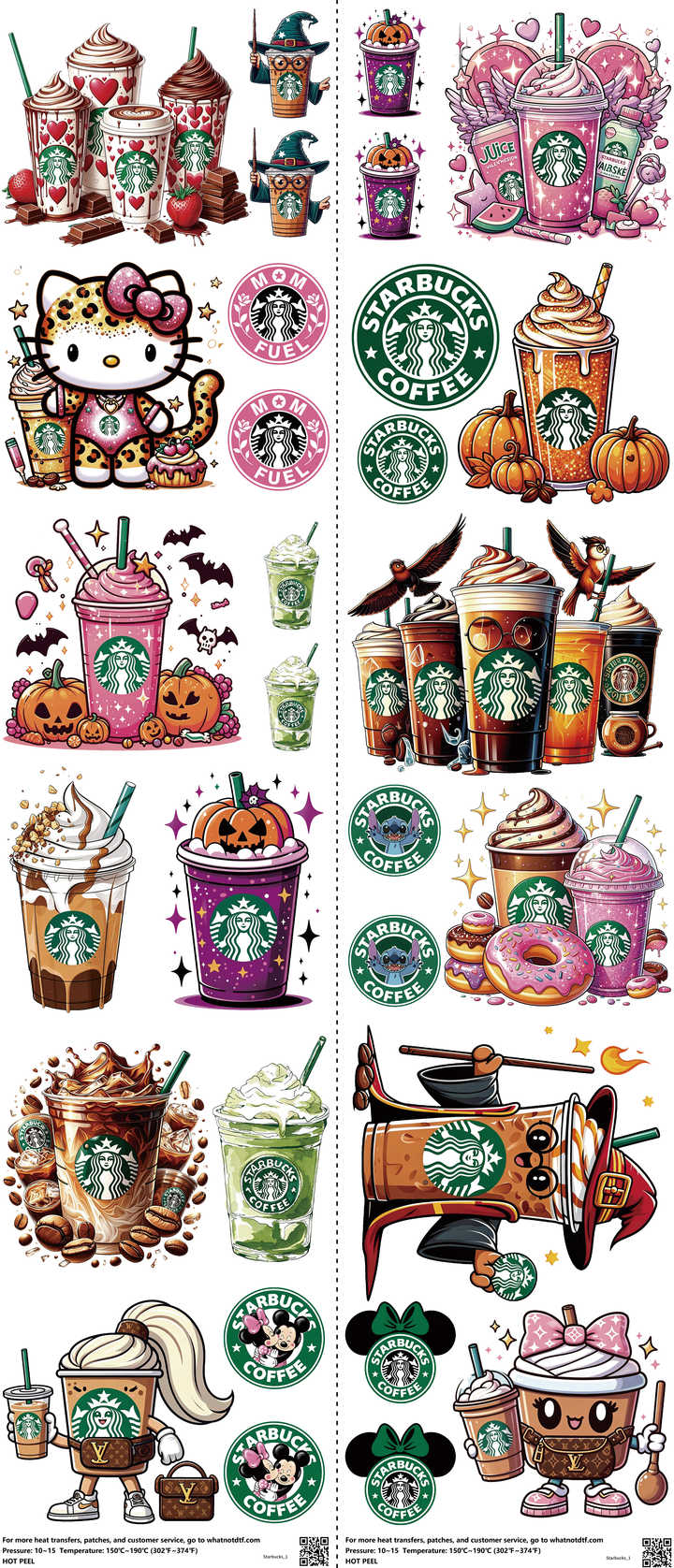 Food & Drink Style mixed-style heat transfer design set on a 23.5 by 53 inch sheet