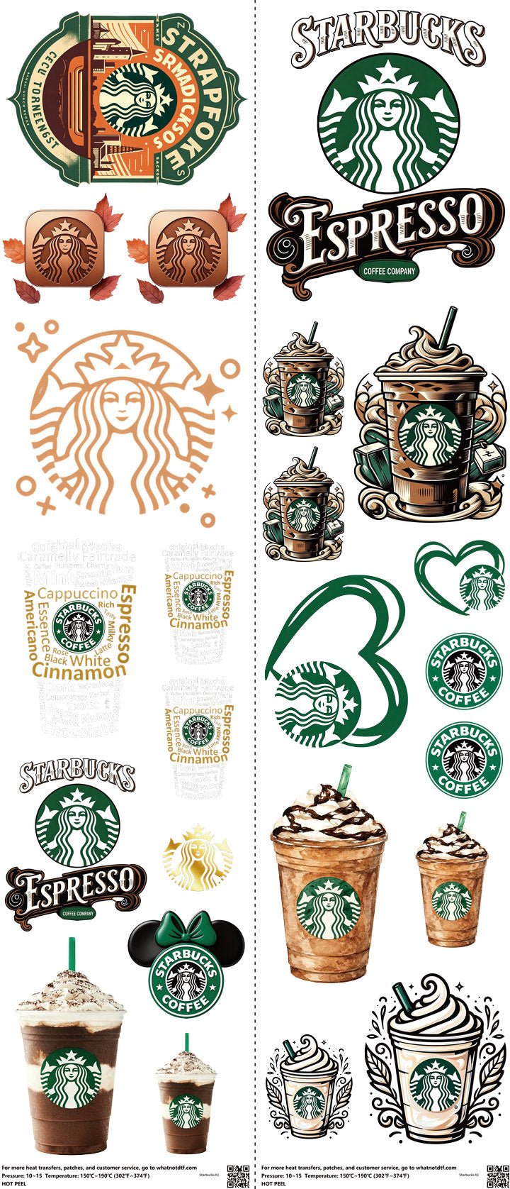 Food & Drink Style mixed-style heat transfer design set on a 23.5 by 53 inch sheet