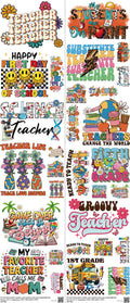 Teachers' Day mixed-style heat transfer design set on a 23.5 by 53 inch sheet