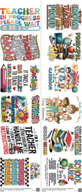 Teachers’ Day mixed-style heat transfer design set on a 23.5 by 53 inch sheet