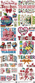 Teachers' Day mixed-style heat transfer design set on a 23.5 by 53 inch sheet