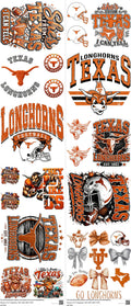 College Football mixed-style heat transfer design set on a 23.5 by 53 inch sheet