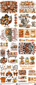 Thanksgiving Z2 mixed-style heat transfer design set on a 23.5 by 53 inch sheet