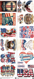USA mixed-style heat transfer design set on a 23.5 by 53 inch sheet