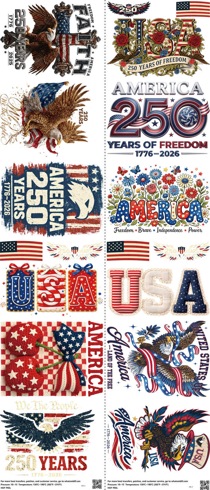 USA mixed-style heat transfer design set on a 23.5 by 53 inch sheet