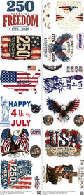 USA mixed-style heat transfer design set on a 23.5 by 53 inch sheet