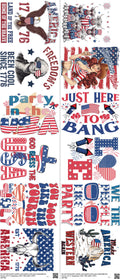 USA mixed-style heat transfer design set on a 23.5 by 53 inch sheet
