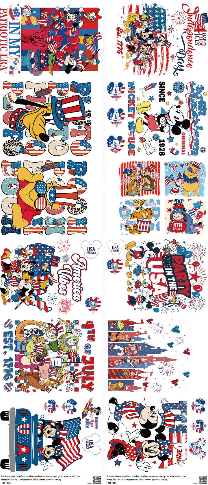 USA mixed-style heat transfer design set on a 23.5 by 53 inch sheet
