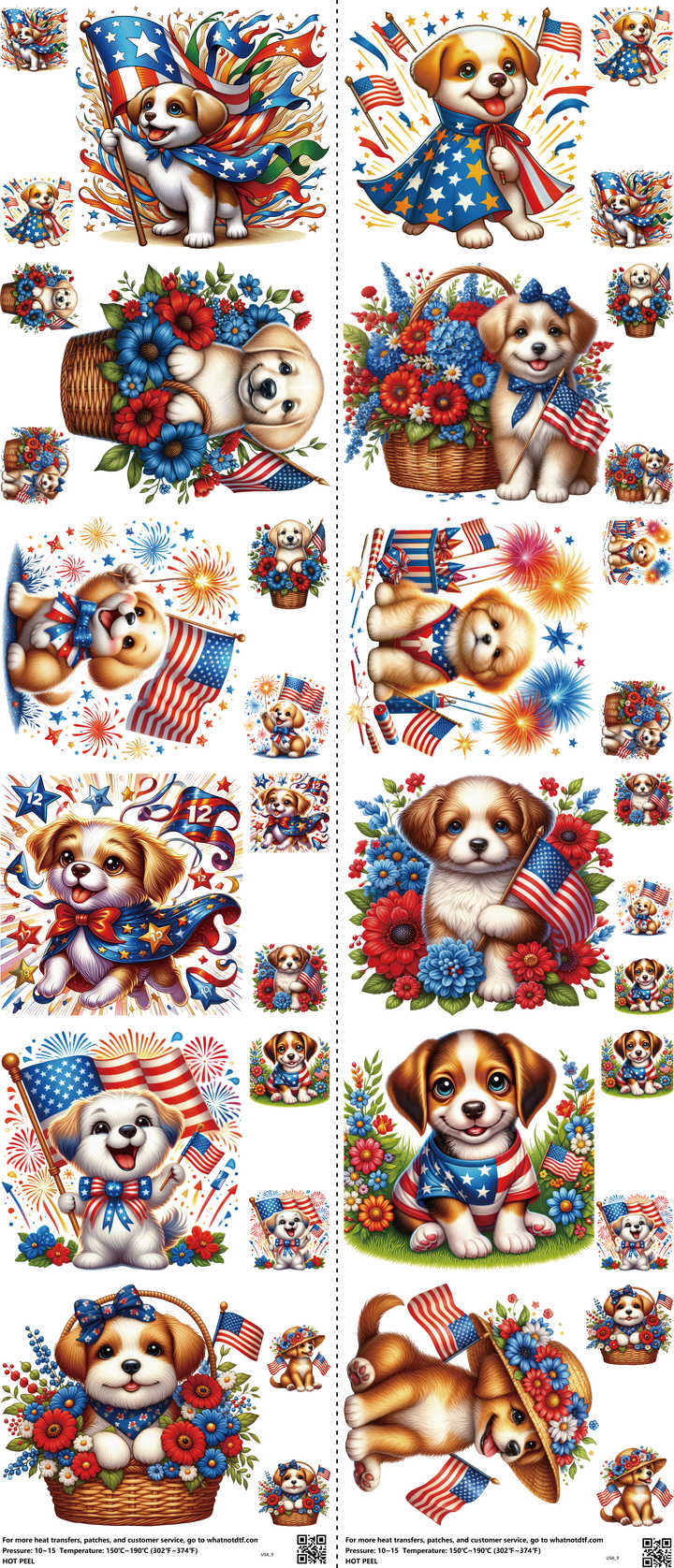 USA mixed-style heat transfer design set on a 23.5 by 53 inch sheet