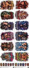 WWE mixed-style heat transfer design set on a 23.5 by 53 inch sheet