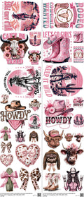 Western Cowboy mixed-style heat transfer design set on a 23.5 by 53 inch sheet