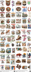 Western Cowboy mixed-style heat transfer design set on a 23.5 by 53 inch sheet