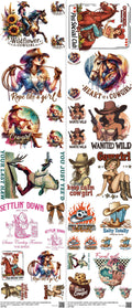 Western Z5 mixed-style heat transfer design set on a 23.5 by 53 inch sheet