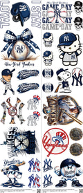 Baseball mixed-style heat transfer design set on a 23.5 by 53 inch sheet