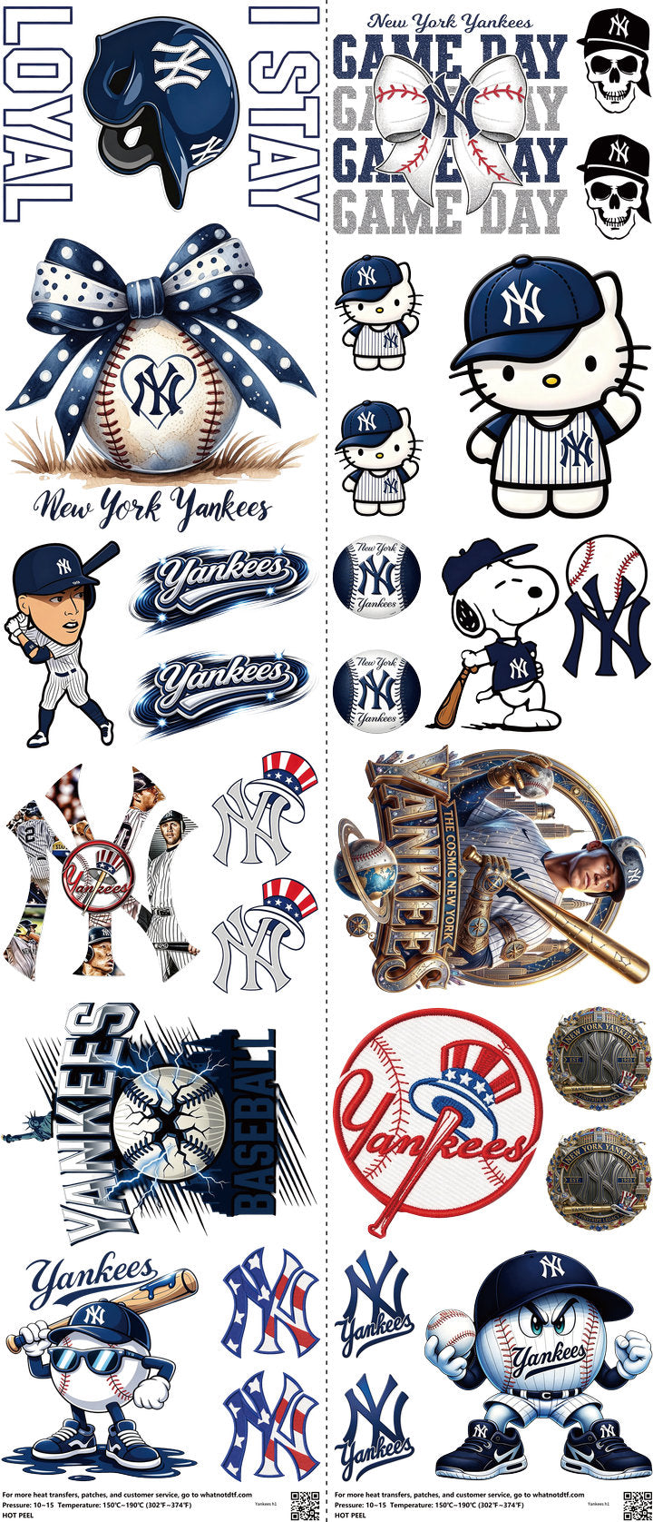 Baseball mixed-style heat transfer design set on a 23.5 by 53 inch sheet