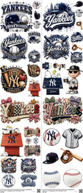 Baseball mixed-style heat transfer design set on a 23.5 by 53 inch sheet