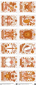 Zodiac Signs mixed-style heat transfer design set on a 23.5 by 53 inch sheet