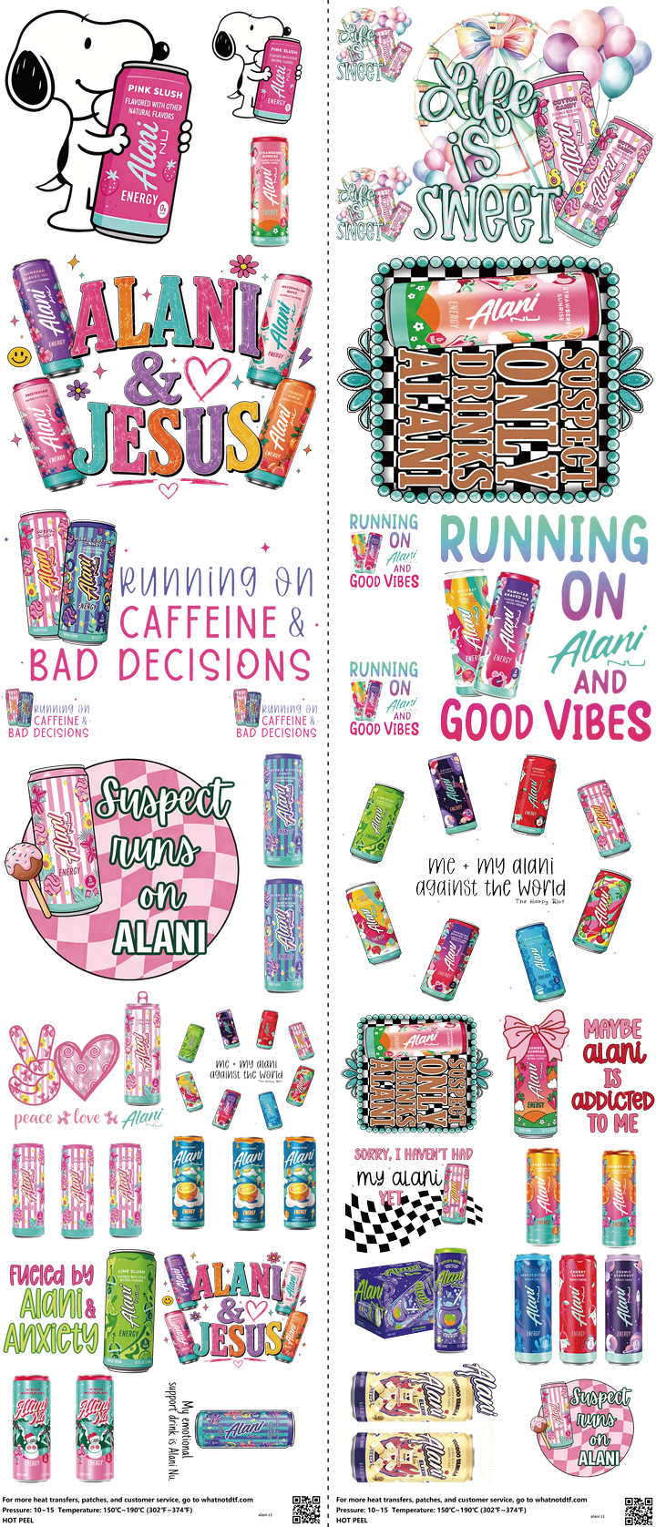 Food & Drink Style mixed-style heat transfer design set on a 23.5 by 53 inch sheet