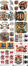 Animal mixed-style heat transfer design set on a 23.5 by 53 inch sheet
