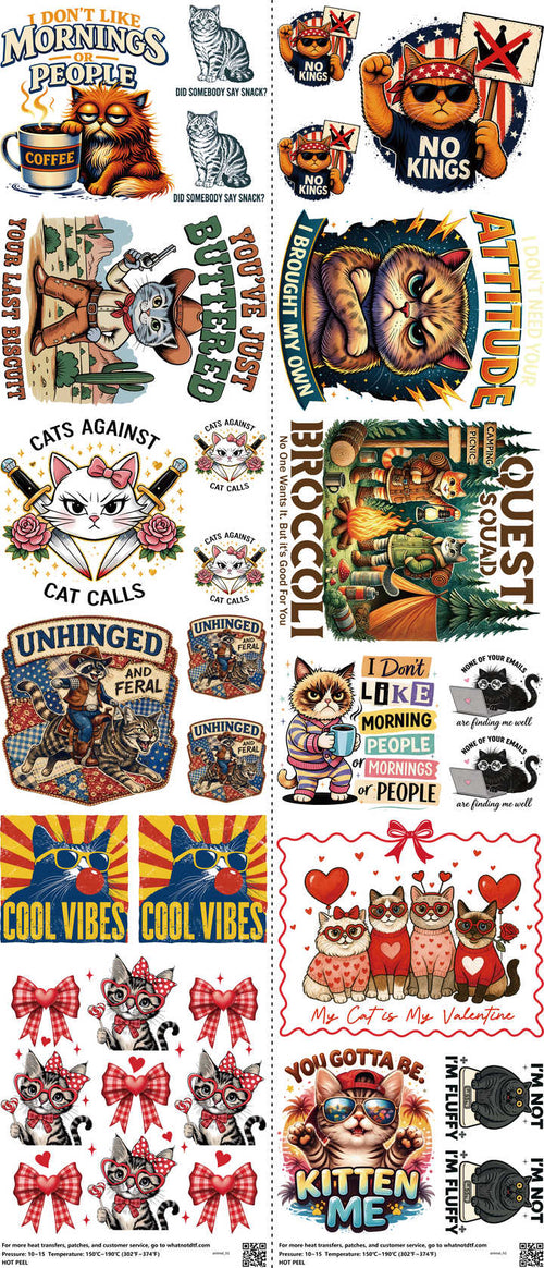 Animal mixed-style heat transfer design set on a 23.5 by 53 inch sheet