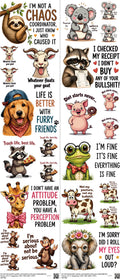 Animal mixed-style heat transfer design set on a 23.5 by 53 inch sheet
