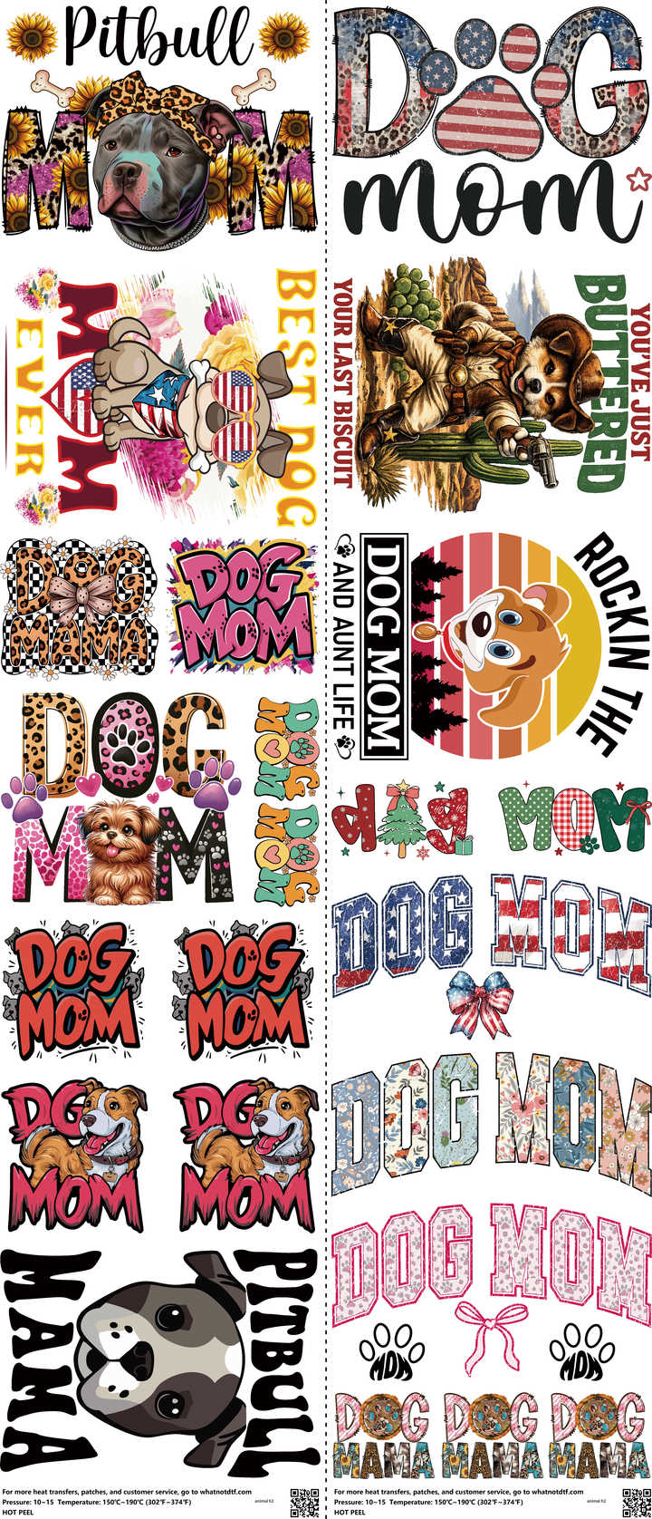 Animal mixed-style heat transfer design set on a 23.5 by 53 inch sheet