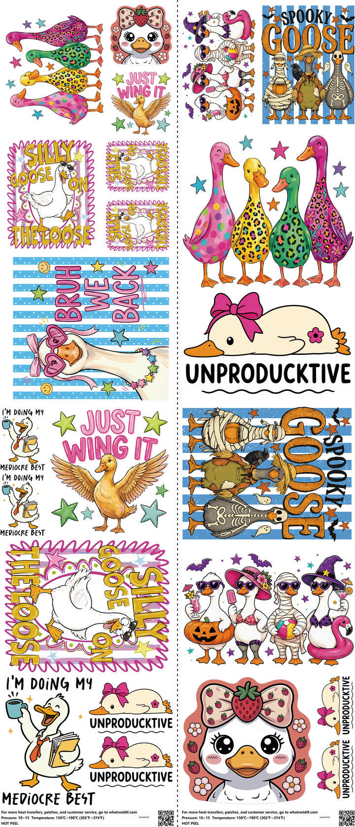Animal mixed-style heat transfer design set on a 23.5 by 53 inch sheet