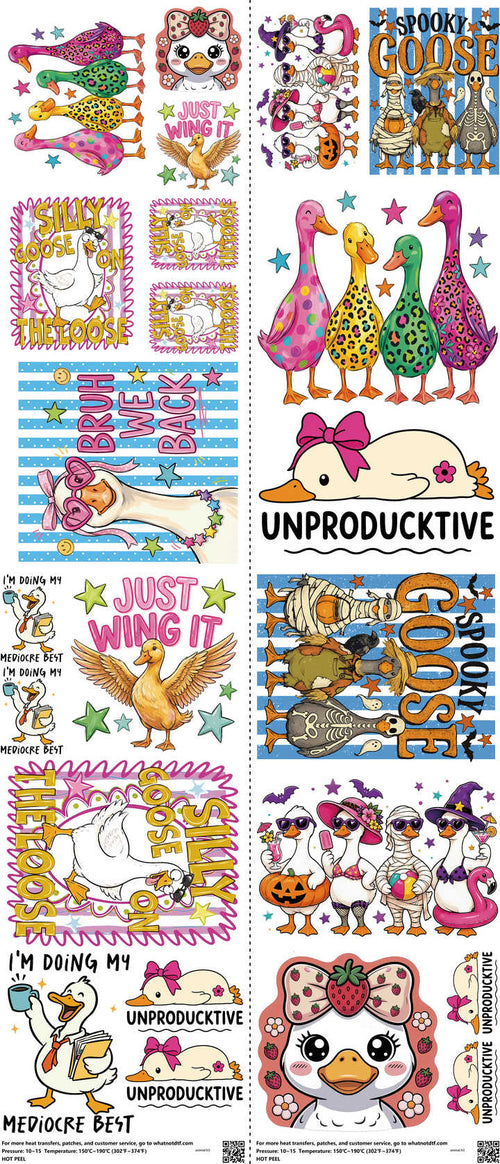 Animal mixed-style heat transfer design set on a 23.5 by 53 inch sheet