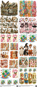 Animal mixed-style heat transfer design set on a 23.5 by 53 inch sheet