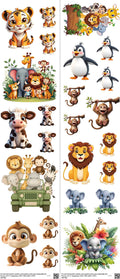 Animal mixed-style heat transfer design set on a 23.5 by 53 inch sheet